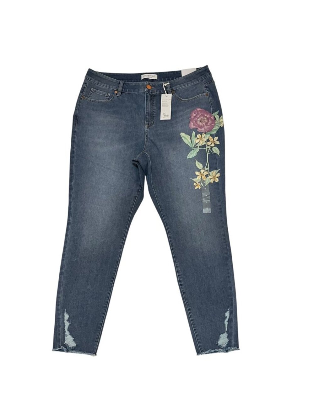 Lane Bryant Ultimate Stretch Skinny Jeans With Floral Print Size 18 Blue Denim